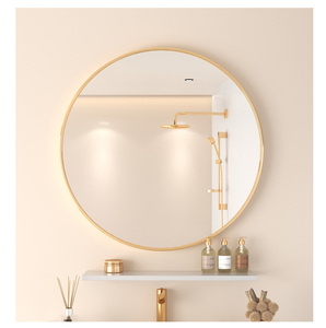 <span class=keywords><strong>Espejo</strong></span> redondo con marco de metal redondo para colgar <span class=keywords><strong>en</strong></span> la pared, fácil instalación con <span class=keywords><strong>imagen</strong></span> HD - Product Image 1