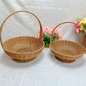 Panier tissé en rotin avec poignée 30x13cm 27x11cm pour fruits, épicerie, pique-nique, rangement alimentaire, panier en osier en forme de bol - Product Image 4