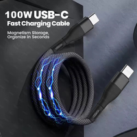 Kabel pengisi daya magnetik, 1M 1.5M 2M 100W USB C ke Tipe C UNTUK Iphone 17 Samsung S24 Ultra iPad MacBook Xiaomi