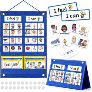Tabla de Emociones, Actividades de Aprendizaje Social y Emocional, Herramientas de Aprendizaje para Autismo y TDAH, Tabla de Bolsillo para Gestión del Comportamiento, Fieltro - Product Image 1