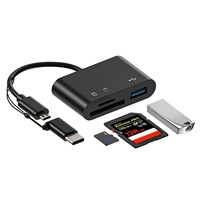 Lecteur de cartes Type-C JILIAN pour téléphones Android et ordinateurs, multifonction OTG2.0 USB2.0, 10 ports, prise en charge SD/TF, matériau ABS, sans prise