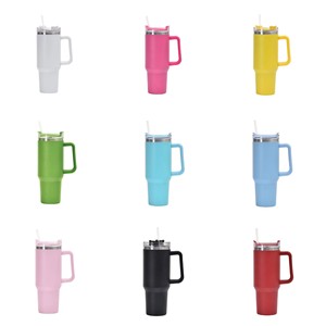 40oz Stainless Steel Double Wall Vacuum Insulated Beer Travel Cold Tumbler <b>with</b> <b>Straw</b> Handle Lid Customize - Product Image 1