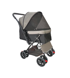 <span class=keywords><strong>Poussette</strong></span> <span class=keywords><strong>pour</strong></span> animaux de compagnie en tube d'acier portable avec double entrée, cordes de sécurité et grand stockage - Product Image 6