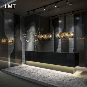 Lampadario Moderno di Design in Vetro Dorato <span class=keywords><strong>per</strong></span> Interni, Plafoniera Rotonda o Rettangolare <span class=keywords><strong>per</strong></span> Cucina, <span class=keywords><strong>Sala</strong></span> da Pranzo e Bar - Product Image 6