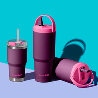 Nuevo Vaso Térmico de 12oz, 30oz, 40oz con Asa y Pajita, Vaso Reutilizable con Tapa, Taza de Viaje Aislada de Acero Inoxidable