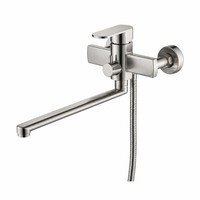 Robinet de baignoire contemporain en acier inoxydable SUS 304, mitigeur mural à bec pivotant pour projets hôteliers, vente en gros