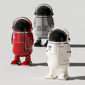 Astronaut Style Trash Can <b>Large</b> Capacity Sliding Lid Multi Functional Waste Bin For Home Use - Product Image 1