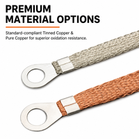 Sangle de mise à la terre pour porte d'armoire électrique, sangle de liaison en cuivre tressé flexible pour connexion à la terre des chemins de câbles