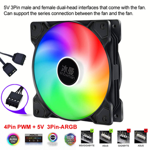 눈사람 PWM 4 핀 ARGB 120mm PC 케이스 조용한 팬 12CM 냉각 사일런트 <span class=keywords><strong>CPU</strong></span> 쿨러 12V DC 속도 동기화 <span class=keywords><strong>RGB</strong></span> 팬 조정 - Product Image 4
