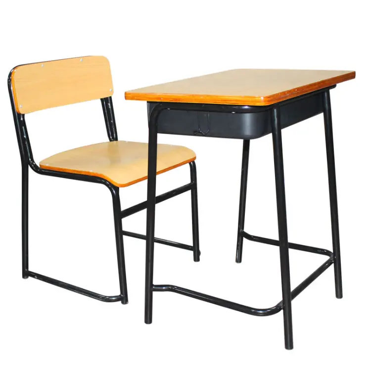 KY-04 Schulklassenzimmer Holzstühle und Tische Einzeltisch-Set für Schüler zum Lernen