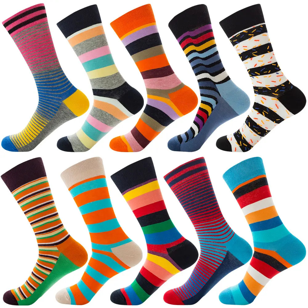 Осенние счастливые носки полосатые Мужские Женские носки цветные уличные индивидуальные носки средней длины