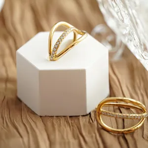 H & F原装14k纯金戒指天然钻石块独特不规则奢华餐巾纯皇家女孩金戒指