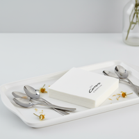 Serviettes en papier Airlaid blanches écologiques absorbantes à 4 plis personnalisées en sachet pour café, bar, restaurant, hôtel