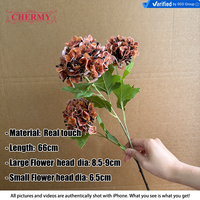 DC325 Meilleures ventes : Hortensia artificiel à toucher réel, 3 têtes, tige unique, pour arrangements floraux d'automne et de mariage, vente en gros