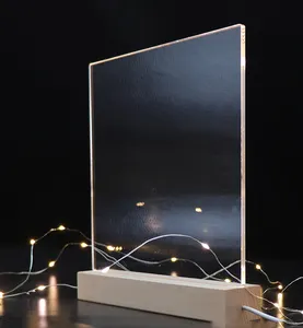 OEM 사용자 정의 DIY 빈 아크릴 3D 밤 빛 사각형 나무 기본 책상 Led 조명 램프 홈 장식