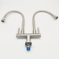 Robinet de cuisine et de salle de bain en acier inoxydable sans plomb, eau froide, pour évier domestique, rotatif et vertical, vente en gros OEM