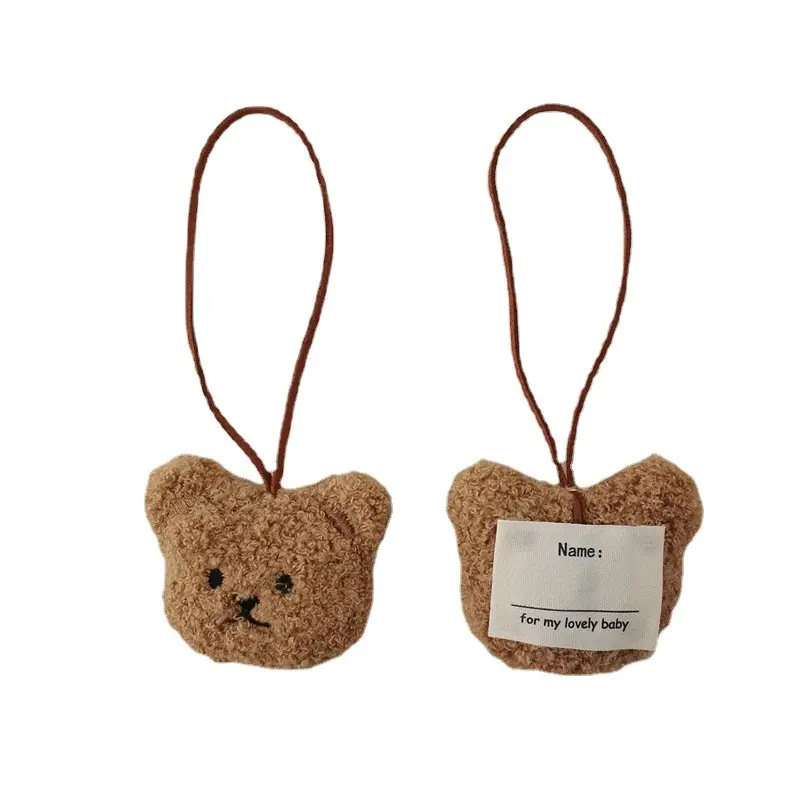 Multiple styles soft mini Cute stuffed Plush Bear Head Pendant Children Name Listing Bag Key chain Doll Pendant for airpods pro