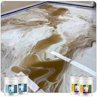 Kit de revêtement de sol en résine époxy métallique haute brillance effet marbre pour sols en béton – Système complet de revêtement de sol