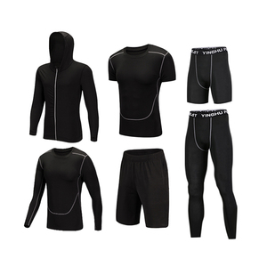 Conjunto de Gimnasio Profesional con precio al por mayor, mono de compresión ajustado para hombre, trajes de 6 piezas, ropa deportiva de compresión con logotipo personalizado - Product Image 5