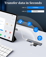 Hub USB Mini 4 in 1 dari Aluminium Alloy, 4 Port USB C, Adaptor Port USB 3.0, Docking Station Tipe C untuk Laptop PC Tablet