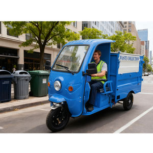 Camion de collecte des déchets à 3 roues électrique - Plateau de chargement de 1,5 m, trike de transport de déchets à déchargement automatique - Product Image 1