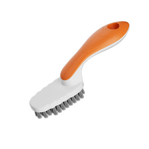 Brosse à chaussures à poils doux à motifs de feuilles, poils flexibles en nylon, brosse multifonctionnelle pour le nettoyage domestique, orange, blanc, gris - Product Image 1