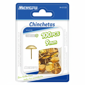 M-0133 Mengfu 9mm perni e puntine da pollice in oro 100 pezzi per uso domestico e in ufficio - Product Image 2