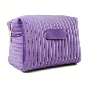 Sac cosmétique en velours grande capacité avec logo personnalisé, tendance, pour voyage, shopping, rangement de maquillage et articles de toilette, imperméable - Product Image 4