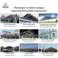 Système de carport solaire Hengfan 10KW léger, imperméable, en aluminium structurel, pour le stationnement des voitures