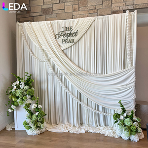 ฉากหลังงานแต่งงาน LEDA เรียบหรู ผ้าม่านสีขาว ฉากหลังสี่เหลี่ยมพร้อมริบบิ้น - Product Image 4