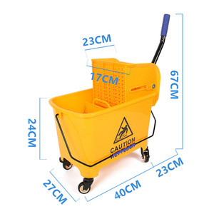 Hand Press <b>Mop</b> Dehydrator 20L Yellow <b>Bucket</b> With Wheels For Home Hotel Commercial Use - Product Image 1