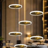 Lustre long pour escalier, grand modèle pour villa duplex, loft, maison auto-construite, design moderne et simple, luxe léger, design soucoupe volante en fer LED
