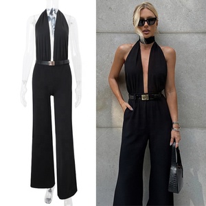 <span class=keywords><strong>Jumpsuit</strong></span> wanita seksi kerah Halter Backless kaki lebar kasual One Piece <span class=keywords><strong>jumpsuit</strong></span> leher v dalam mode <span class=keywords><strong>jumpsuit</strong></span> untuk wanita