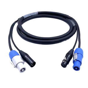 สายเคเบิลคอมบิพาวเวอร์คอนแบบขายส่ง 3 ขา XLR 1ม./1.5ม./2ม./5ม. สายไฮบริดสำหรับเวที ฉนวน PVC ทองแดงตีเกลียว รองรับแรงดันไฟฟ้า 250V สำหรับหัวไฟเคลื่อนที่ - Product Image 1