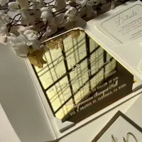 Set di Inviti Matrimoniali Personalizzati in Acrilico a Specchio con Codice QR, Biglietto RSVP, Stampa in Lamina d'Oro, Tasca Avorio per San Valentino e Matrimoni