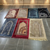 Sajadah Islami Berbahan Poliester Tebal Berlapis Empuk, Dapat Dicuci, dengan Alas Karet, Gaya Embos Turki untuk Penggunaan di Rumah