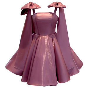 <span class=keywords><strong>Abito</strong></span> da Principessa Elegante in Stile Francese, Lusso Leggero, in Nylon Invernale, con Fiocco e Cintura, Vita Stretta, Raso Retrò, Lunghezza Media - Product Image 5