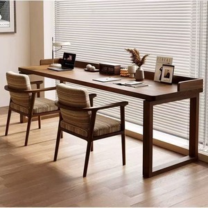 Grande table longue en bois massif de style nordique, idéale pour le salon, la maison, le bureau double ou comme table d'étude pour étudiants. - Product Image 3