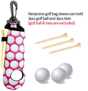 Bolsa de neopreno para almacenamiento de pelotas de golf con impresión de logotipo personalizado, bolsa de transporte con soporte en T de 3 bolas con gancho - Product Image 2
