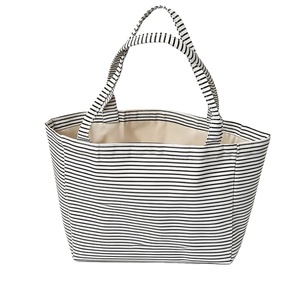 Bolsa de Lona Ecológica Reutilizable con Parte Superior Abierta, Gran Capacidad, Diseño a Rayas, para Compras Diarias, con Logotipo Personalizado - Product Image 1