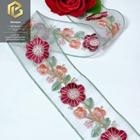 LEIXUSI Bordure en dentelle florale multicolore soluble dans l'eau, broderie en maille vintage pour pyjamas Dai, accessoires DIY pour femmes
