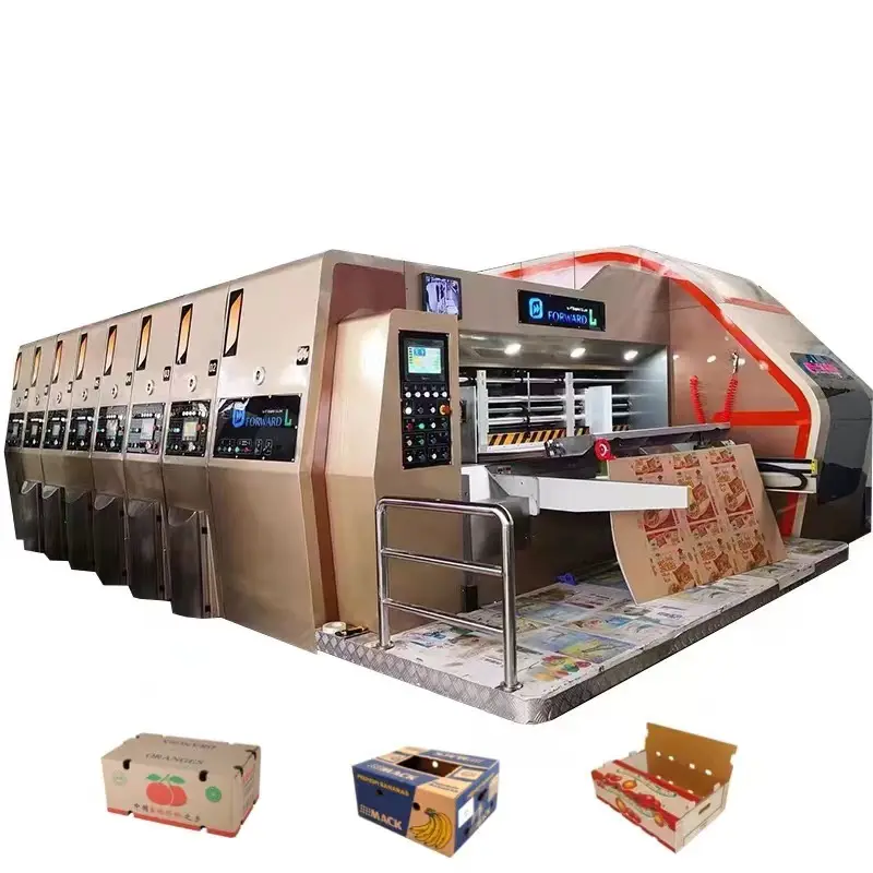 1224 Máquina automática de corte e vinco de alta velocidade para impressão de caixas de papelão ondulado de quatro cores para fabricação de caixas