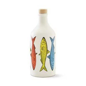 Dispenser per Olio Extra Vergine di Oliva Italiano di Prima Qualità, Bottiglia da Collezione <span class=keywords><strong>in</strong></span> <span class=keywords><strong>Ceramica</strong></span> per Olio Dipinta a Mano con Motivi di Animali Marini e Tappo <span class=keywords><strong>in</strong></span> Sughero - Product Image 1