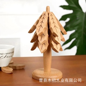 Salvamanteles de madera maciza con forma de árbol, aislante del calor, para ollas, posavasos, adorno de madera, para cuencos, estilo minimalista moderno. - Product Image 3