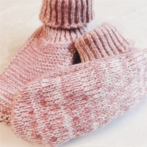 Chaussons-chaussettes d'hiver épais tricotés pour <span class=keywords><strong>femme</strong></span>, doublés de fausse fourrure, antidérapants, pour la maison - Product Image 4