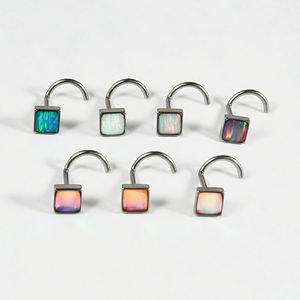 20G Titane <span class=keywords><strong>Coeur</strong></span> Nez Goujons Flash <span class=keywords><strong>Film</strong></span> Opale Nez Anneaux Push-in Piercing Cercueil Carré Narine Piercing Bijoux Pour Femmes <span class=keywords><strong>Hommes</strong></span> - Product Image 3