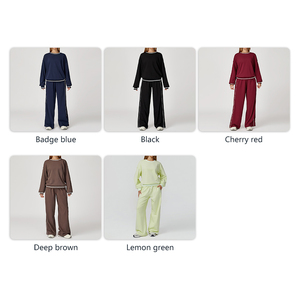 Vente en gros de sweatshirt de <span class=keywords><strong>jogging</strong></span> personnalisé de haute qualité vêtements de sport de fitness pour femmes ensembles de couleurs contrastées pour l'entraînement - Product Image 5