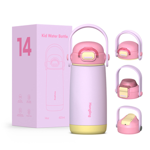 Bouteilles d'eau isothermes pour enfants Hong Ling 14oz en acier inoxydable 304 à double paroi avec couvercle à bec verseur 2-en-1 - Product Image 1