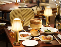 Décoration Tissu Abat-Jour Tactile Gradateur Led Batterie Sans Fil Veilleuse Rechargeable USB Type c Sans Fil Restaurant Lampes De Table