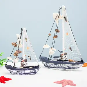 Mediterranean Sail Boat Model Huaqi HYG02 Customized Packaged Home Decor Nautical DIY Craft Toys European Wood Ship Home